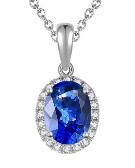 OVAL COLORED STONE DIAMOND PENDANT (VP294)